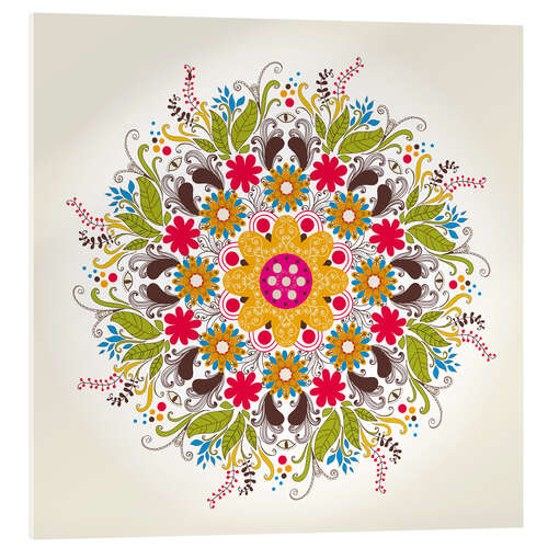 Acrylglasbild Florales Mandala auf Beige