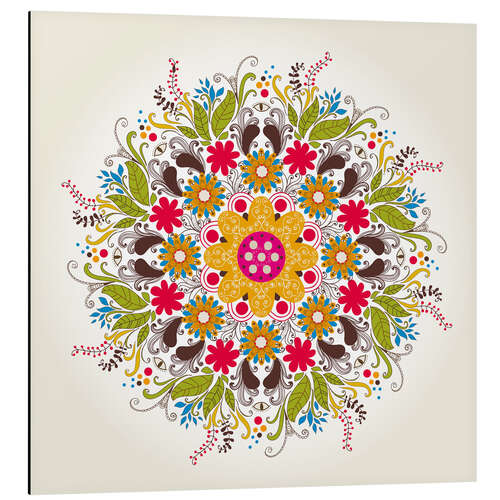 Aluminium print Florales Mandala auf Beige