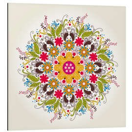 Tableau en aluminium Florales Mandala auf Beige