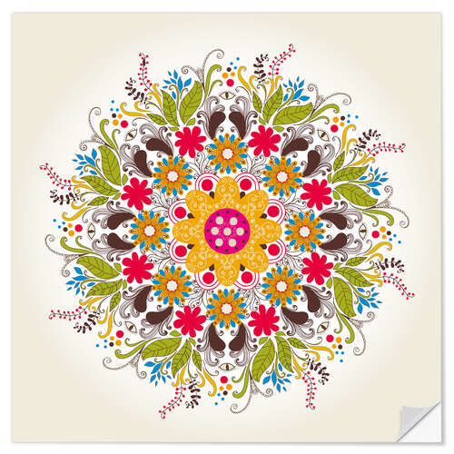 Sticker mural Florales Mandala auf Beige