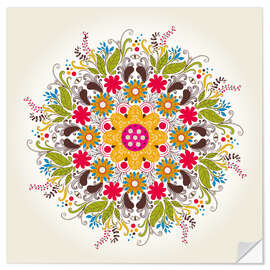 Wandsticker Florales Mandala auf Beige