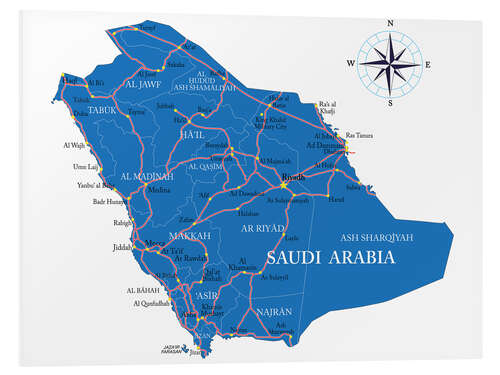 Hartschaumbild Karte Saudi-Arabien