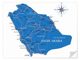 Wall sticker Map Saudi Arabia