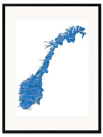 Kehystetty taidepainatus Map Norway