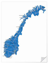 Muursticker Map Norway