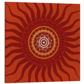 Magnettafel Sonnenmandala in Rot