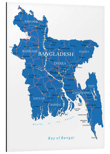 Cuadro de aluminio map Bangladesh