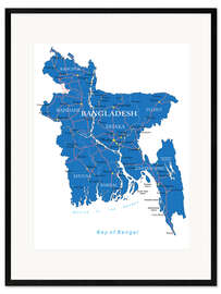 Kunsttryk i ramme map Bangladesh