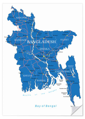 Naklejka na ścianę map Bangladesh