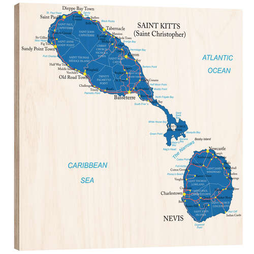 Wood print Saint Kitts and Nevis