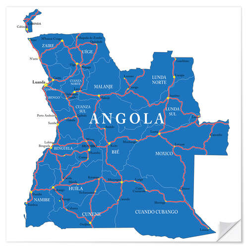 Naklejka na ścianę map Angola