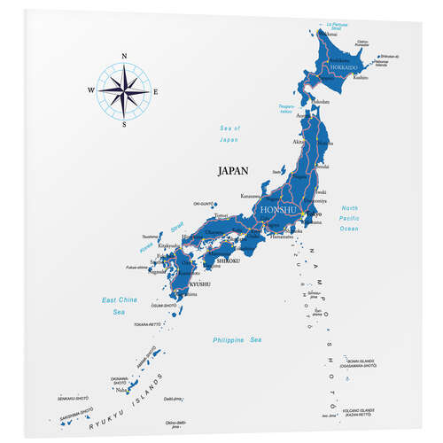 Bilde på skumplate Kart over japan (engelsk)