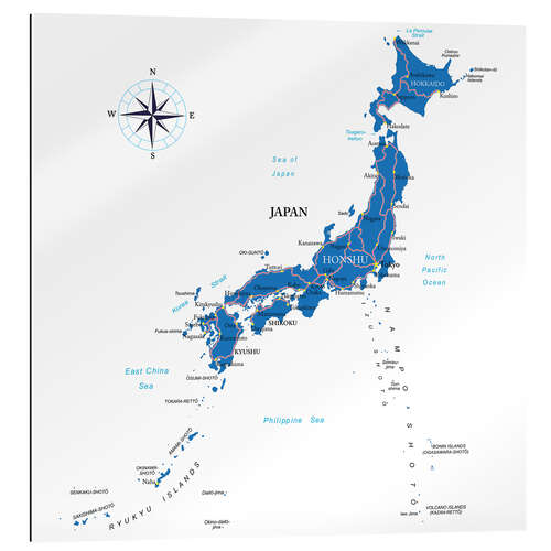 Cuadro de plexi-alu Mapa de Japón