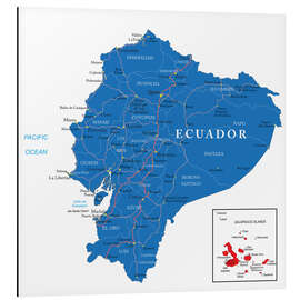 Aluminium print map Ecuador