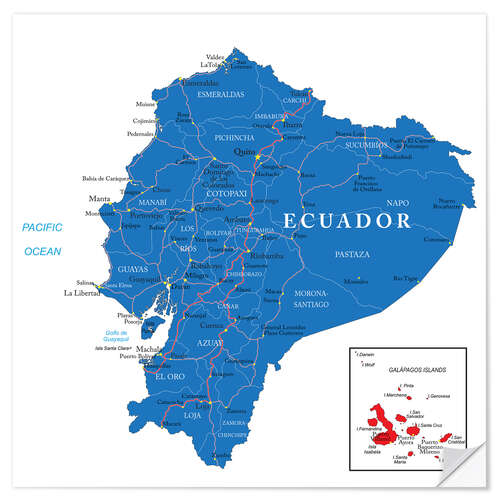 Wall sticker map Ecuador