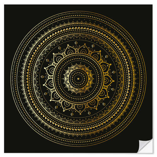 Selvklæbende plakat Mandala golden magnificence