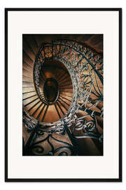 Gerahmter Kunstdruck Wendeltreppe mit verzierten Geländern