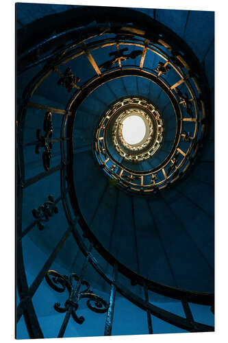 Stampa su alluminio Spiral staircase in blue colors