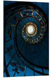 Tableau en aluminium Spiral staircase in blue colors