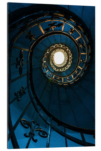 Gallery print Spiral staircase in blue colors