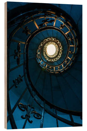 Wood print Spiral staircase in blue colors