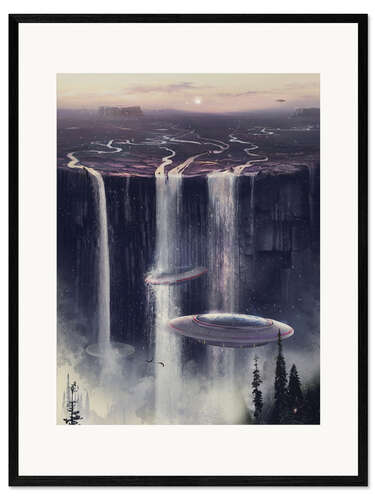 Kehystetty taidepainatus UFO waterfall sl