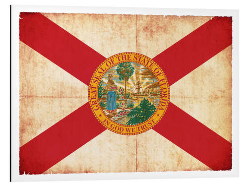 Cuadro de aluminio Vintage Flag of Florida in grunge style