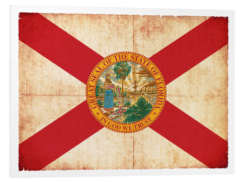 Print på skumplade Vintage Flag of Florida in grunge style