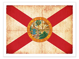 Poster  Vintage Flagge von Florida im Grunge Stil - Christian Müringer