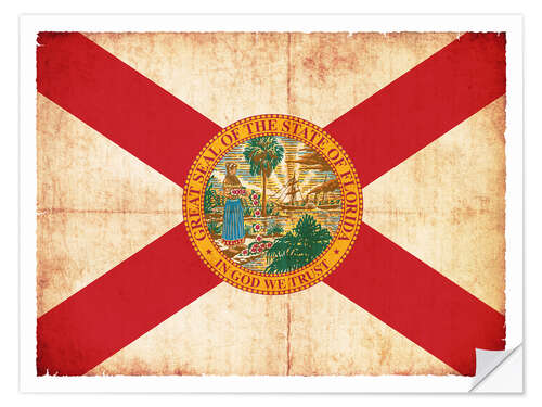 Adesivo murale Vintage Flag of Florida in grunge style