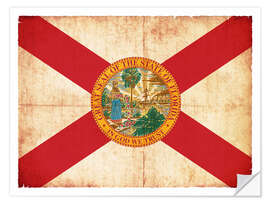 Adesivo murale Vintage Flag of Florida in grunge style