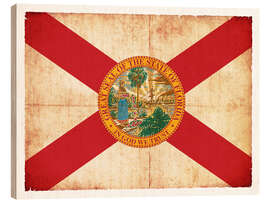 Wood print Vintage Flag of Florida in grunge style