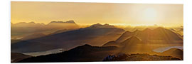 Foam board print Jachenau with Zugspitze Walchen and Kochelsee