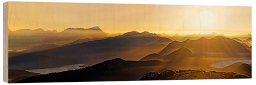 Holzbild Jachenau mit Zugspitze Walchen und Kochelsee