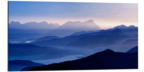 Aluminium print Walchensee with Zugspitze in the evening light