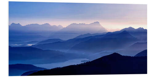 Tableau en PVC Walchensee with Zugspitze in the evening light