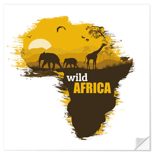 Selvklæbende plakat Wild Africa