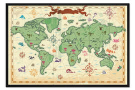 Gerahmter Kunstdruck Schatzkarte