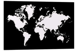 Magnettafel Weltkarte negativ