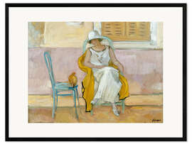 Kehystetty taidepainatus Woman in a white dress