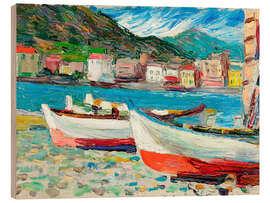 Wood print Rapallo, Boats