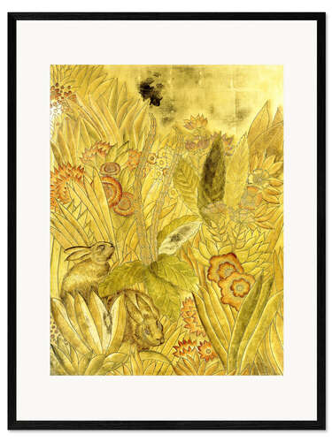 Kehystetty taidepainatus Rabbits and Flowers
