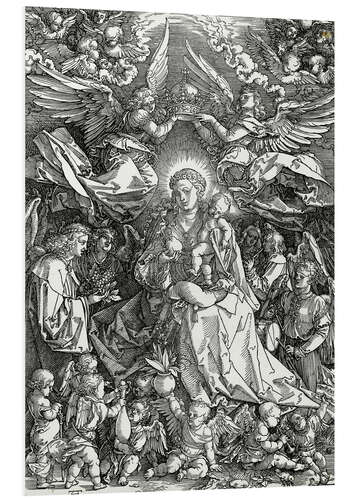 Foam board print The Virgin and Child surrounded by angels