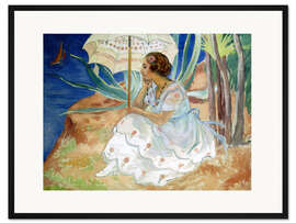 Gerahmter Kunstdruck Junge Frau mit einem Schirm, St. Maxime
