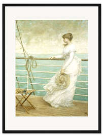Gerahmter Kunstdruck Dame auf dem Deck eines Schiffs