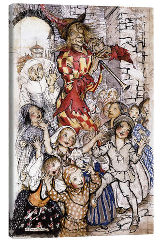 Tableau sur toile Le joueur de flûte et les enfants