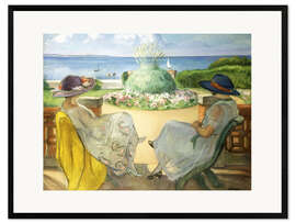 Ingelijste kunstdruk Two Young Women on a Terrace by the Sea