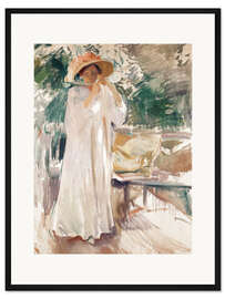 Gerahmter Kunstdruck Clotilde in ihrem Garten