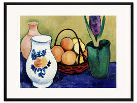 Gerahmter Kunstdruck Der Weiße Krug mit Blumen und Obst