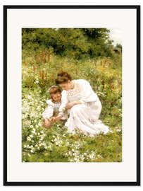 Gerahmter Kunstdruck Beim Gänseblümchen pflücken